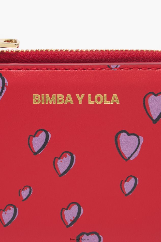 アクセサリー Bimba Y Lola レザースモールハート長方形財布 赤 6BZ0X01004