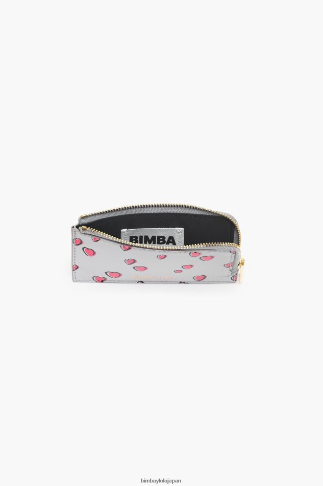 アクセサリー Bimba Y Lola レザー レクタングル スモール ハート プリント コインケース グレー 6BZ0X01008