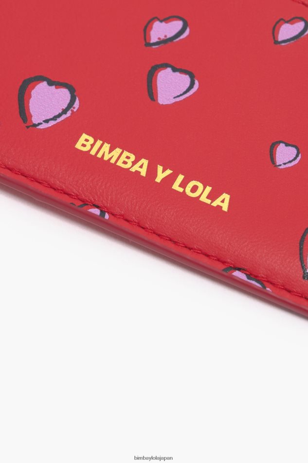 アクセサリー Bimba Y Lola 小さなハート柄のレザー製長方形小銭入れ 赤 6BZ0X01009