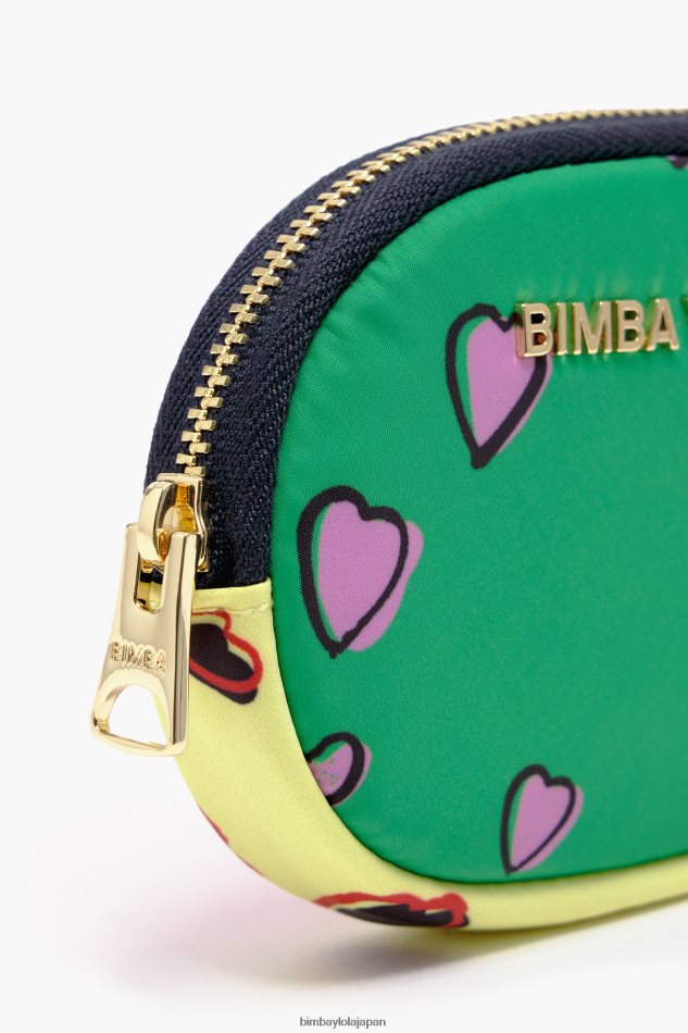 アクセサリー Bimba Y Lola ハートプリントの小銭入れ 楕円形の緑 6BZ0X01027