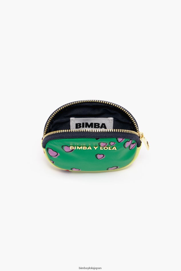 アクセサリー Bimba Y Lola ハートプリントの小銭入れ 楕円形の緑 6BZ0X01027