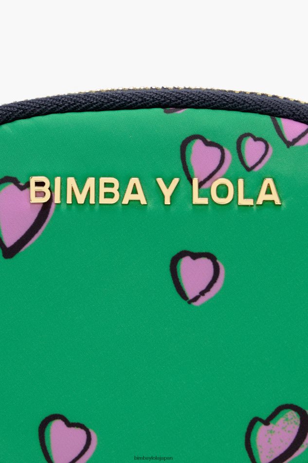 アクセサリー Bimba Y Lola ハートプリントの小銭入れ 楕円形の緑 6BZ0X01027