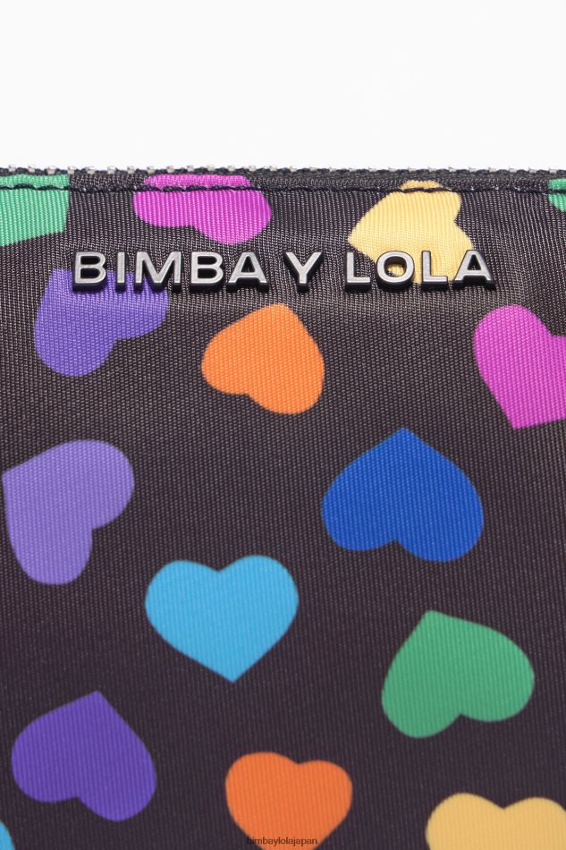 アクセサリー Bimba Y Lola ハーツ プリント ナイロン トラペジウム メイクアップ ケース 黒 6BZ0X01116