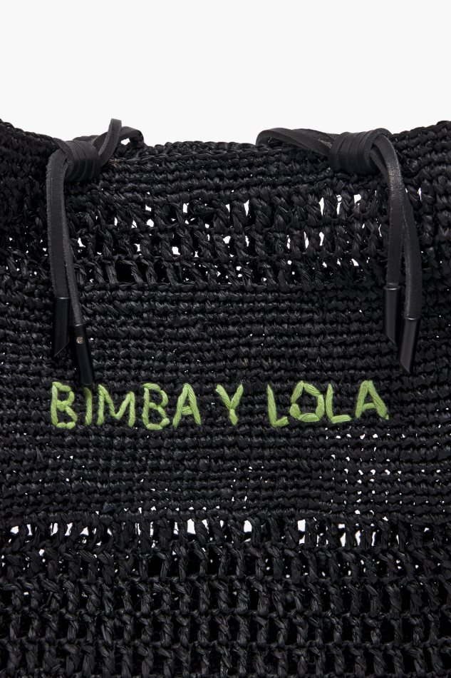 アクセサリー Bimba Y Lola ラフィアトートバッグ 黒 6BZ0X0115