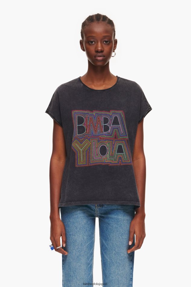 衣類 Bimba Y Lola ロゴTシャツ ウォッシュドブラック 6BZ0X0259