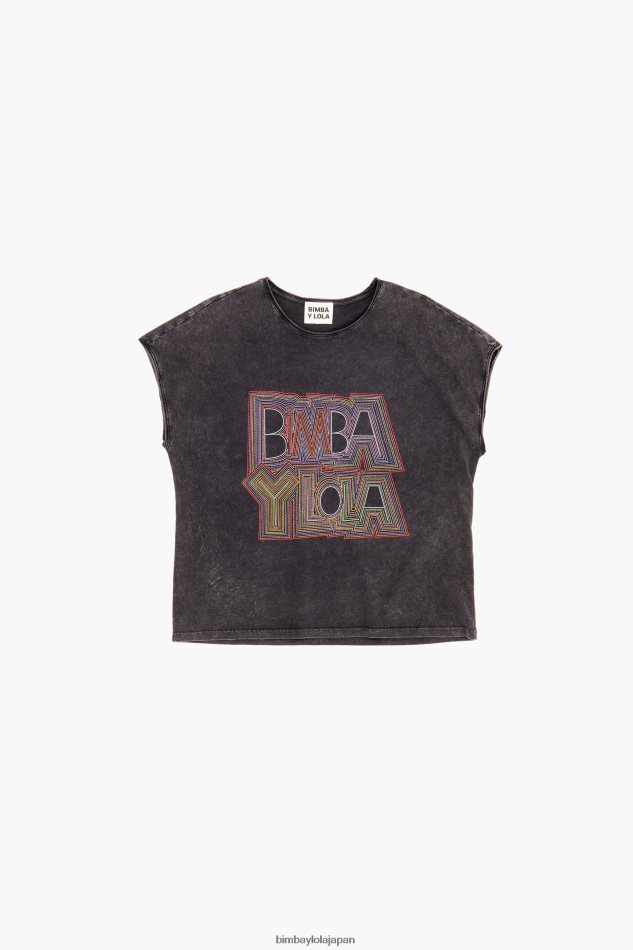 衣類 Bimba Y Lola ロゴTシャツ ウォッシュドブラック 6BZ0X0259