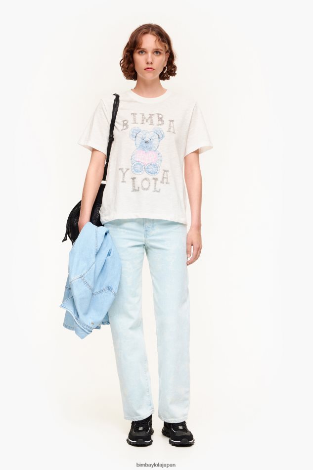 衣類 Bimba Y Lola ロゴベア Tシャツ 象牙 6BZ0X0270