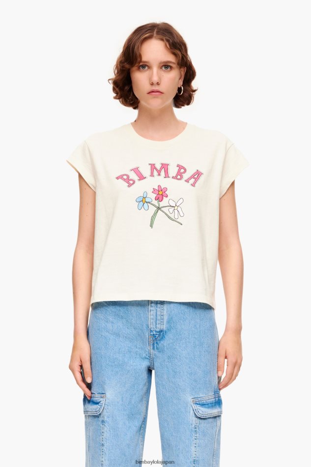 衣類 Bimba Y Lola フローラルロゴ Tシャツ 生成り 6BZ0X0275