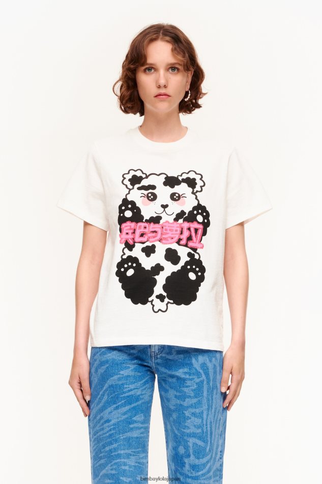 衣類 Bimba Y Lola パンダのクマのTシャツ 白 6BZ0X0279