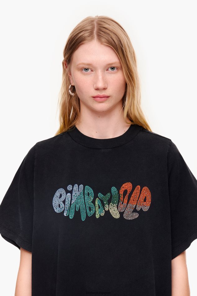 衣類 Bimba Y Lola 流れるロゴTシャツ 黒 6BZ0X0281