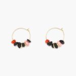 アクセサリー Bimba Y Lola ストーンフープイヤリング 黒 6BZ0X0769