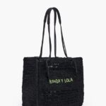 アクセサリー Bimba Y Lola ラフィアトートバッグ 黒 6BZ0X0115