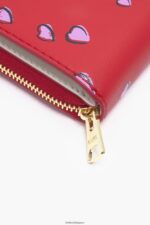 アクセサリー Bimba Y Lola レザースモールハートプリントフラップ財布 赤 6BZ0X01011 - 画像 (2)