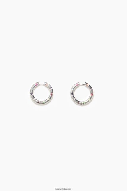 アクセサリー Bimba Y Lola ロゴフープイヤリング ダークシルバーとマルチカラー 6BZ0X0717