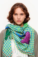 アクセサリー Bimba Y Lola 刺繍入りギンガムチェックショール 黄色 6BZ0X0633 - 画像 (2)