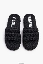 フットウェアー Bimba Y Lola 編み込みフラットサンダル 黒 6BZ0X0573 - 画像 (5)