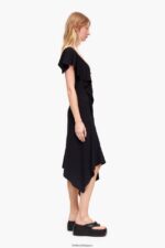 衣類 Bimba Y Lola アシンメトリー フルード ドレス 黒 6BZ0X0190 - 画像 (2)