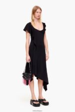 衣類 Bimba Y Lola アシンメトリー フルード ドレス 黒 6BZ0X0190 - 画像 (6)