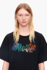 衣類 Bimba Y Lola コットン ホットフィックス ロゴ Tシャツ ウォッシュドブラック 6BZ0X0280 - 画像 (3)