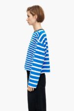衣類 Bimba Y Lola ストライプコットンTシャツ 青 6BZ0X0318 - 画像 (2)