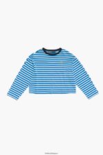衣類 Bimba Y Lola ストライプコットンTシャツ 青 6BZ0X0318 - 画像 (5)