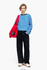 衣類 Bimba Y Lola ストライプコットンTシャツ 青 6BZ0X0319