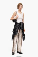 衣類 Bimba Y Lola ストレート クロップド - パイソン ピクセル プリント ストレート ジーンズ カーキ 6BZ0X0538 - 画像 (8)