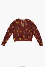 衣類 Bimba Y Lola スプレーフラワープリント リネンセーター 茶色 6BZ0X0392 - 画像 (5)
