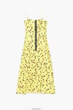 衣類 Bimba Y Lola スモール ハーツ プリント ミディ スリップ ドレス 黄色 6BZ0X0223 - 画像 (5)