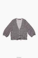 衣類 Bimba Y Lola チェックのTシャツ 黒 6BZ0X0290 - 画像 (5)