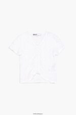 衣類 Bimba Y Lola テクスチャー シャーリング Tシャツ 象牙 6BZ0X0267 - 画像 (5)