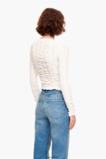 衣類 Bimba Y Lola テクスチャー付きフィットTシャツ 象牙 6BZ0X0312 - 画像 (2)