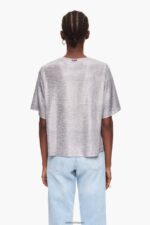 衣類 Bimba Y Lola フォイルTシャツ 流体灰色 6BZ0X0307 - 画像 (3)