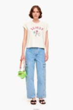 衣類 Bimba Y Lola フローラルロゴ Tシャツ 生成り 6BZ0X0275 - 画像 (5)