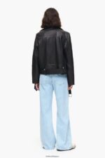 衣類 Bimba Y Lola レザーバイカージャケット 黒 6BZ0X0474 - 画像 (3)