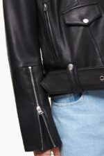衣類 Bimba Y Lola レザーバイカージャケット 黒 6BZ0X0474 - 画像 (4)
