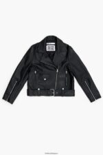 衣類 Bimba Y Lola レザーバイカージャケット 黒 6BZ0X0474 - 画像 (5)