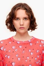 衣類 Bimba Y Lola 小さなハートプリントのリネンセーター 赤 6BZ0X0367 - 画像 (4)
