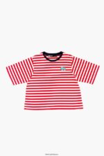 衣類 Bimba Y Lola 縞模様の犬のTシャツ 赤 6BZ0X0250 - 画像 (5)