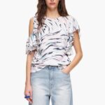 衣類 Bimba Y Lola 蝶の羽プリント Tシャツ 白 6BZ0X0349
