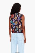 衣類 Bimba Y Lola 魚の海Tシャツ 黒 6BZ0X0262 - 画像 (2)
